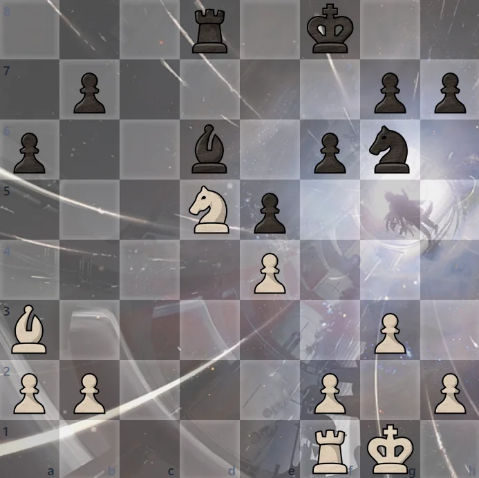 类似的情况，但是黑方马在g6，下一回合Ne7可以攻击白方马。同样分值兑子，黑方不亏。因此这不是铁马/哨站。