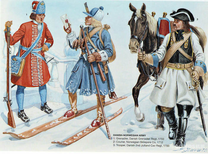 战争中的丹麦军队，右侧为日德兰团骑兵