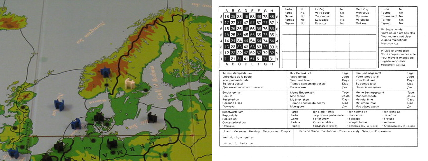 最著名的邮件游戏，《外交》以及国际象棋/图：Justin Olivetti、Postcrossing