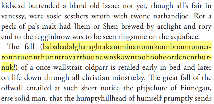 《芬尼根的守靈夜》第一頁就使用了一個“克蘇魯”級的怪物單詞來拒絕讀者