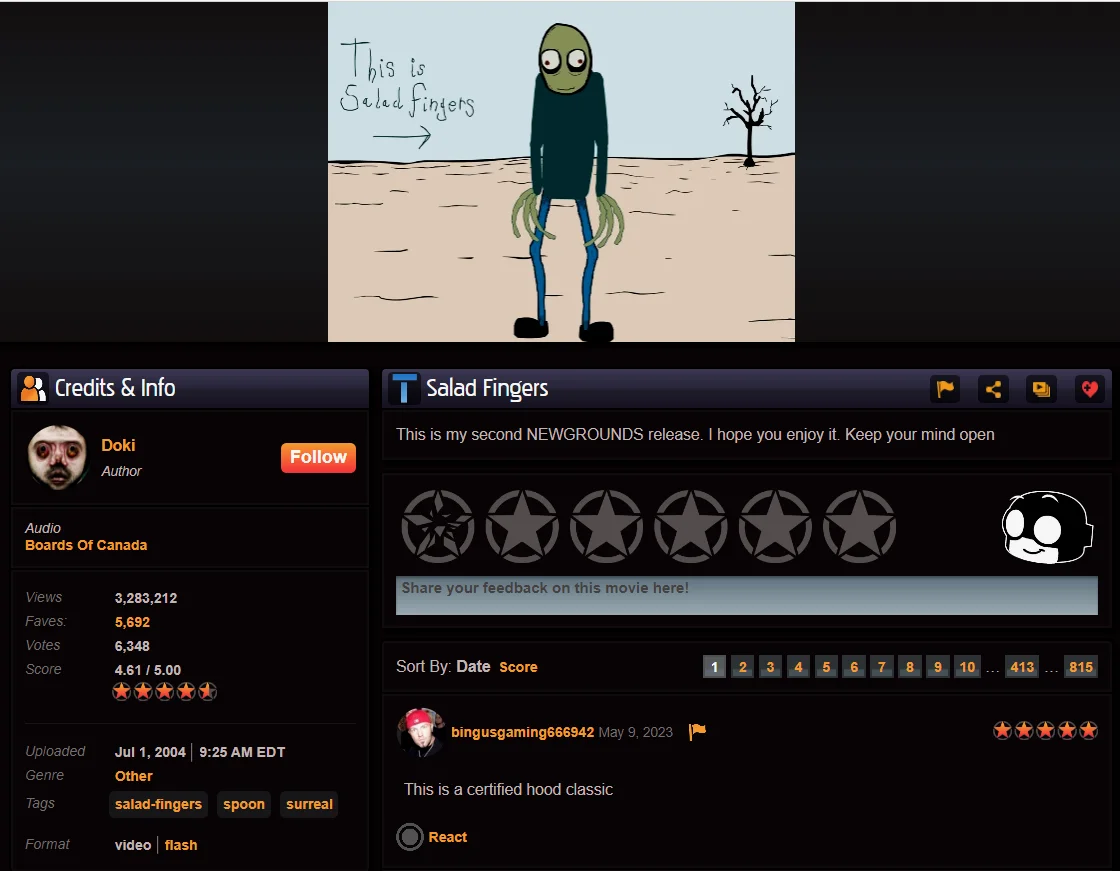 Newgrounds上的《Salad Fingers》第一部