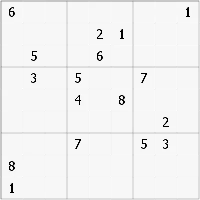 例题1，仅有17提示数字的简单数独，题目来源数度无双