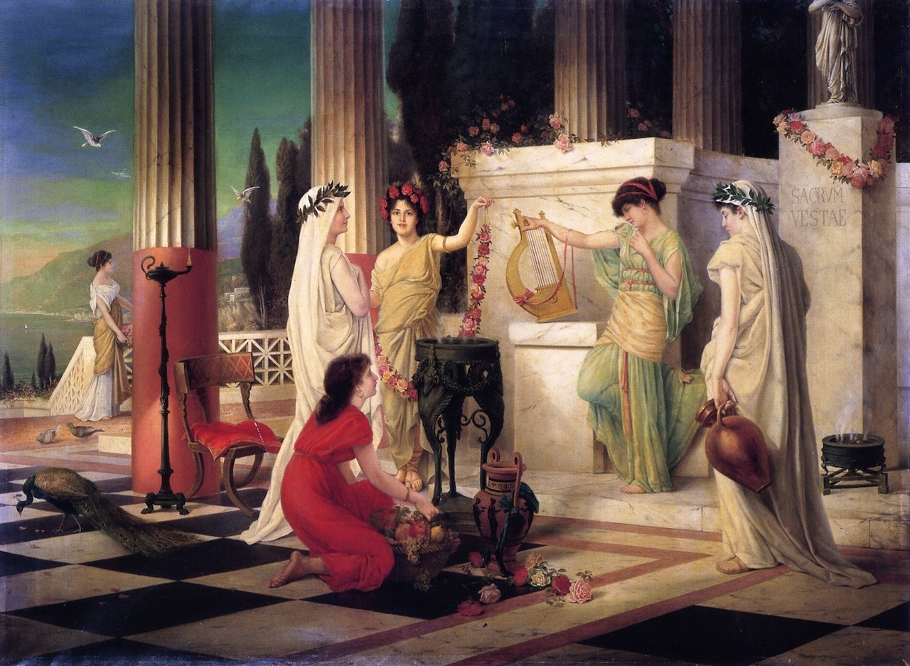 Vestal Virgins in the temple of Vesta