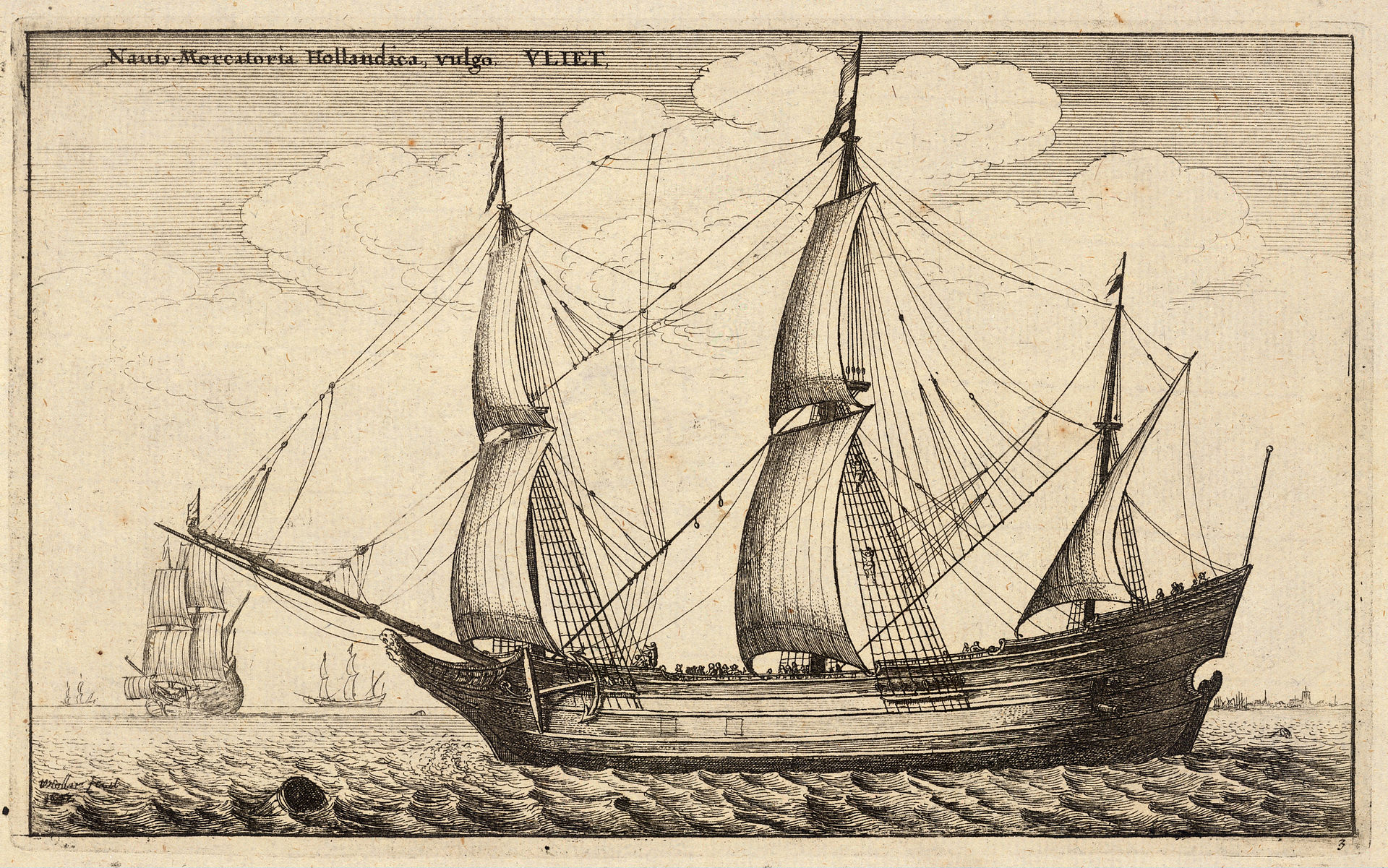 1677年的荷兰福禄特帆船（几乎没有火炮）
