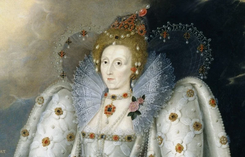 The Ditchley portrait of Queen Elizabeth I by Marcus Gheeraerts the Younger, c 1592 (局部)