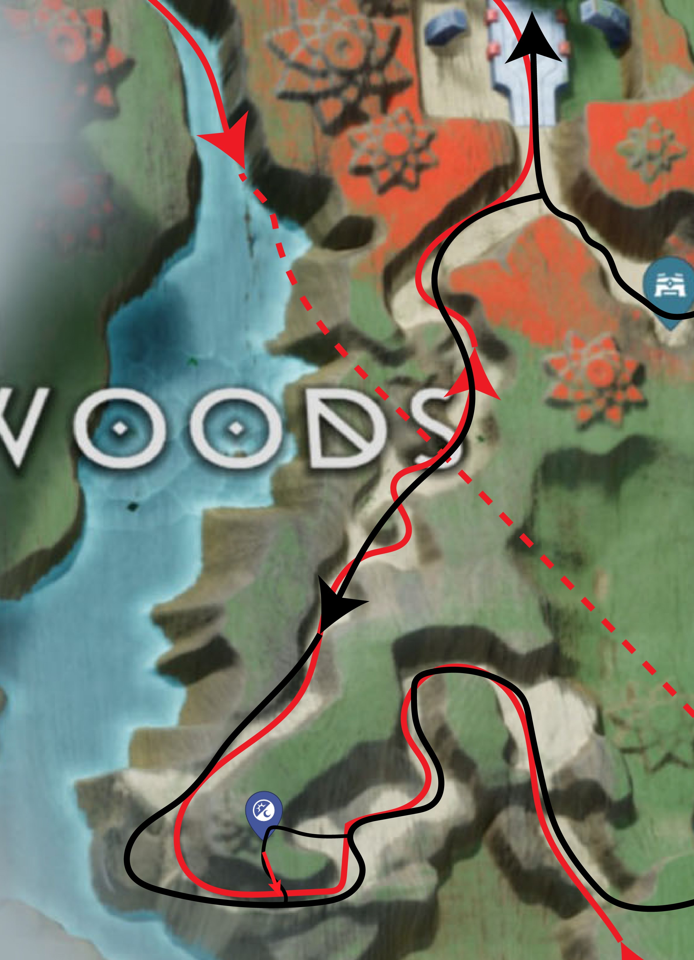 华纳海姆“清算”与“营救弗雷”任务路线图重合部分