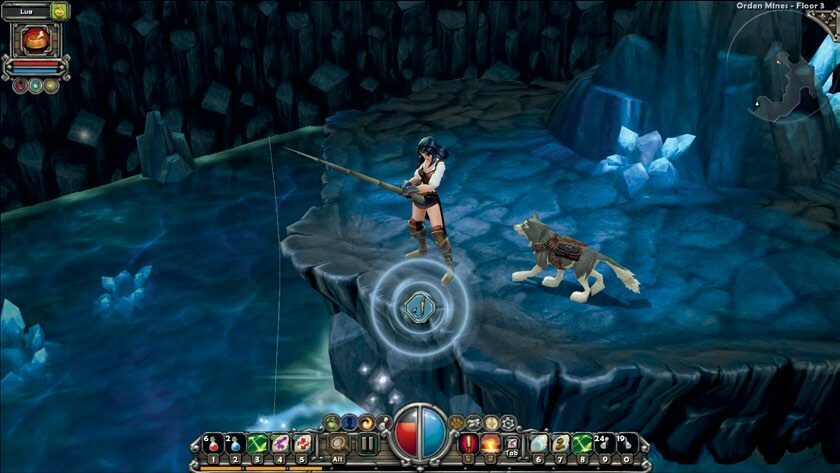 《火炬之光》重新引入了《黑暗史詩》中的代表性功能，例如釣魚和能將你的戰利品拖回鎮上出售的寵物。