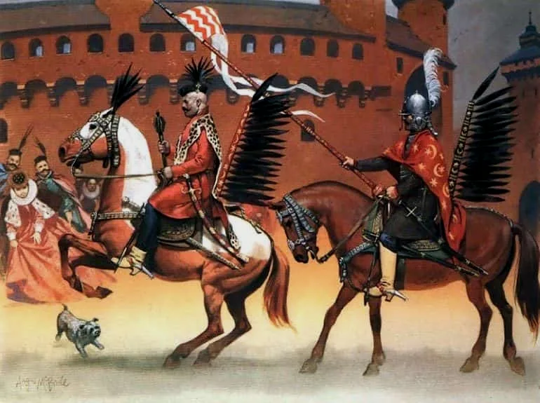 17世纪初的波兰翼骑兵，其装甲要比过去的重骑兵少了很多，但是地位已经一样了