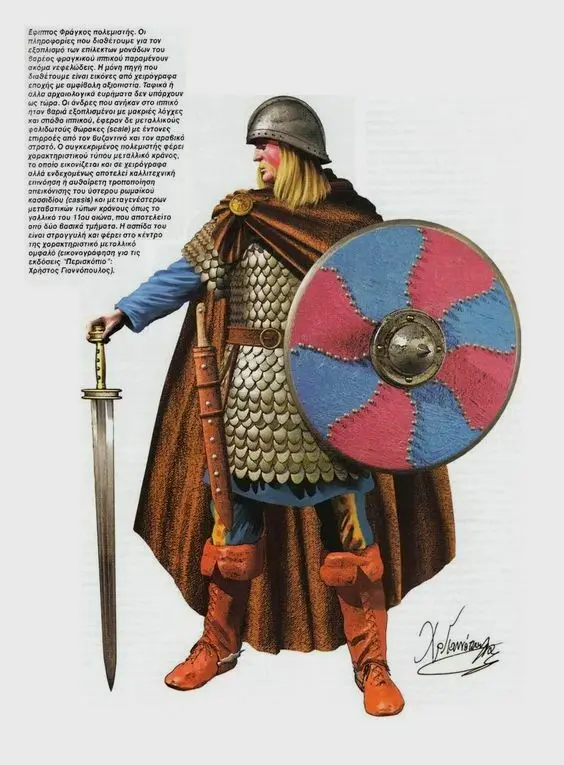 斯科拉骑士兵的形象，大概是根据圣加尔的《金诗篇》绘图而绘制的