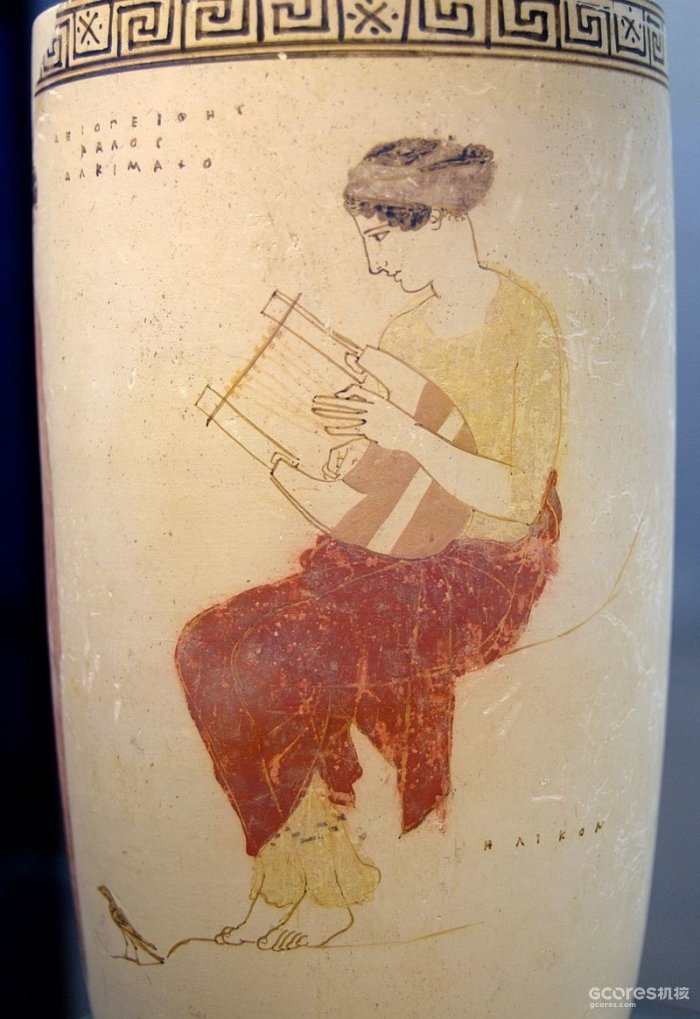 古希腊陶瓶上的里拉琴形象