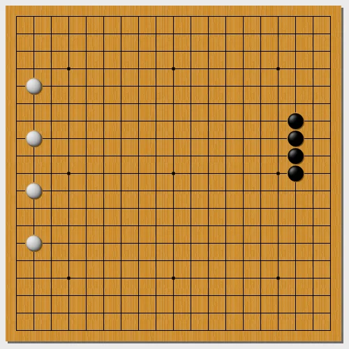 黑棋三线
白棋二线
应该黑棋比白棋围空多吧？