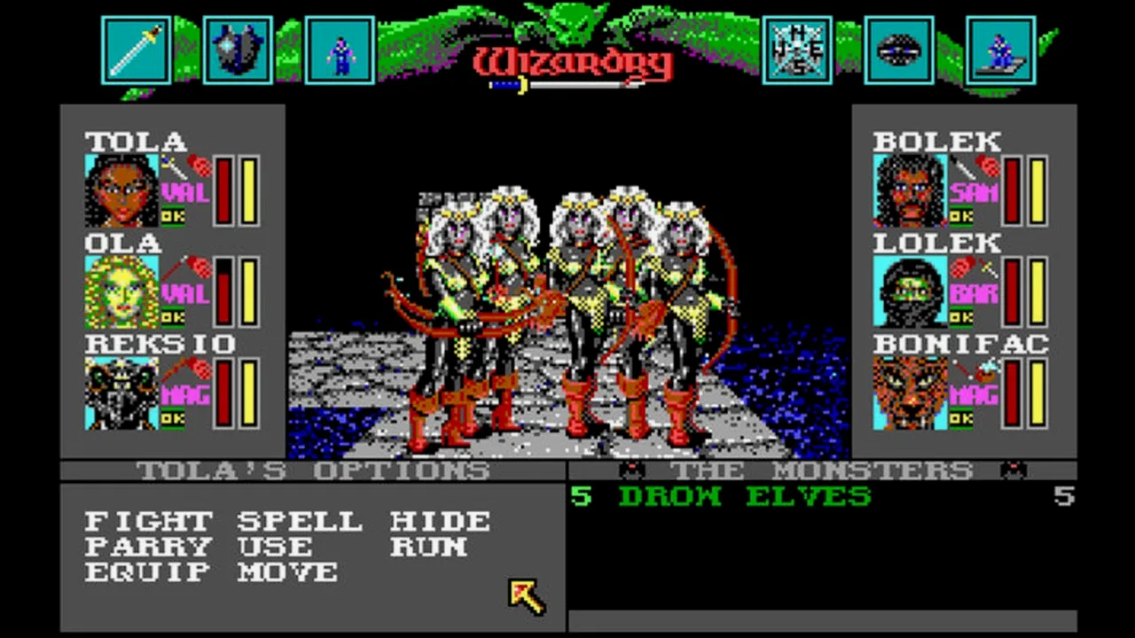 DOS版《巫术VI》的战斗画面