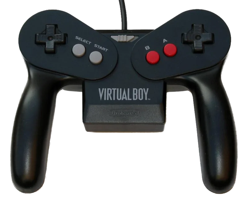 1995年任天堂“视觉小子”（Virtual Boy）控制器，这款控制器是史上唯一的双十字键控制器 这台主机可以玩VR 3D游戏