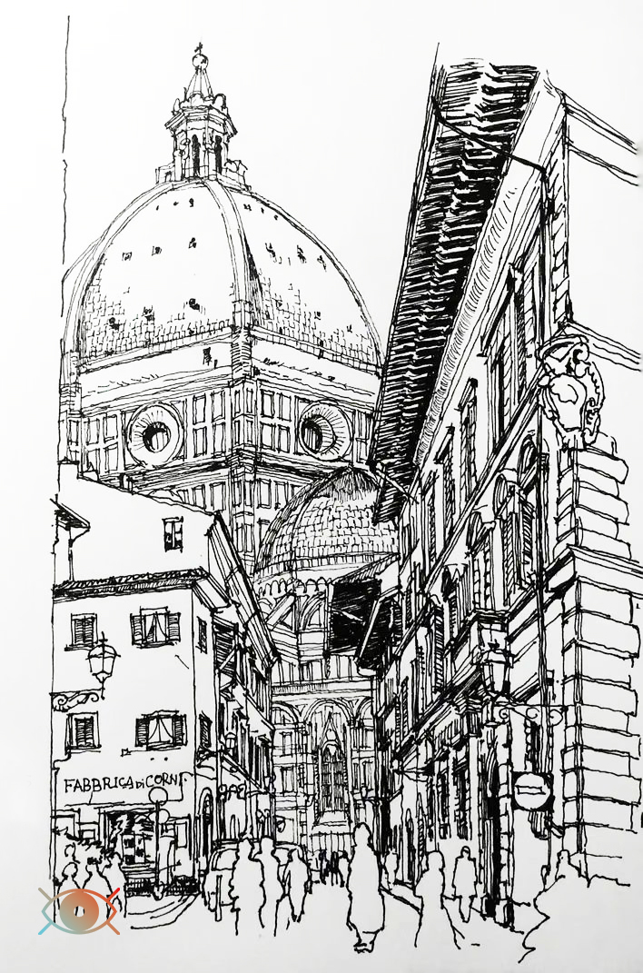 我在佛罗伦萨对圣母百花大教堂的速写