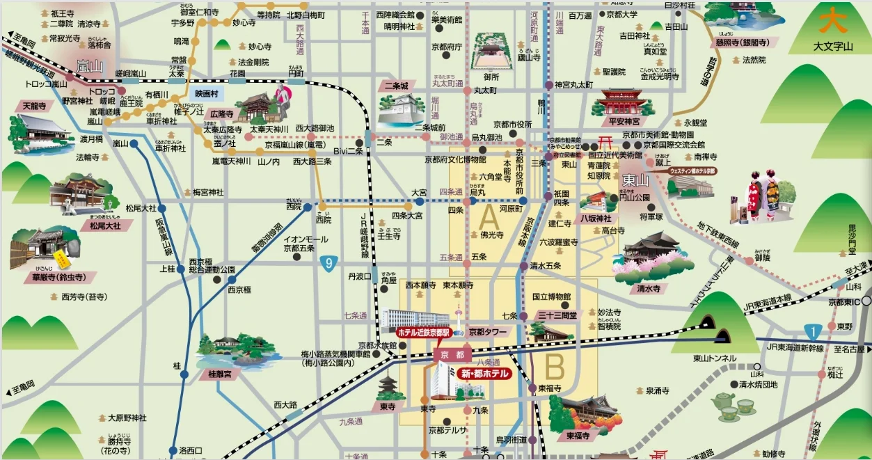 京都观光地分布图，网络图片