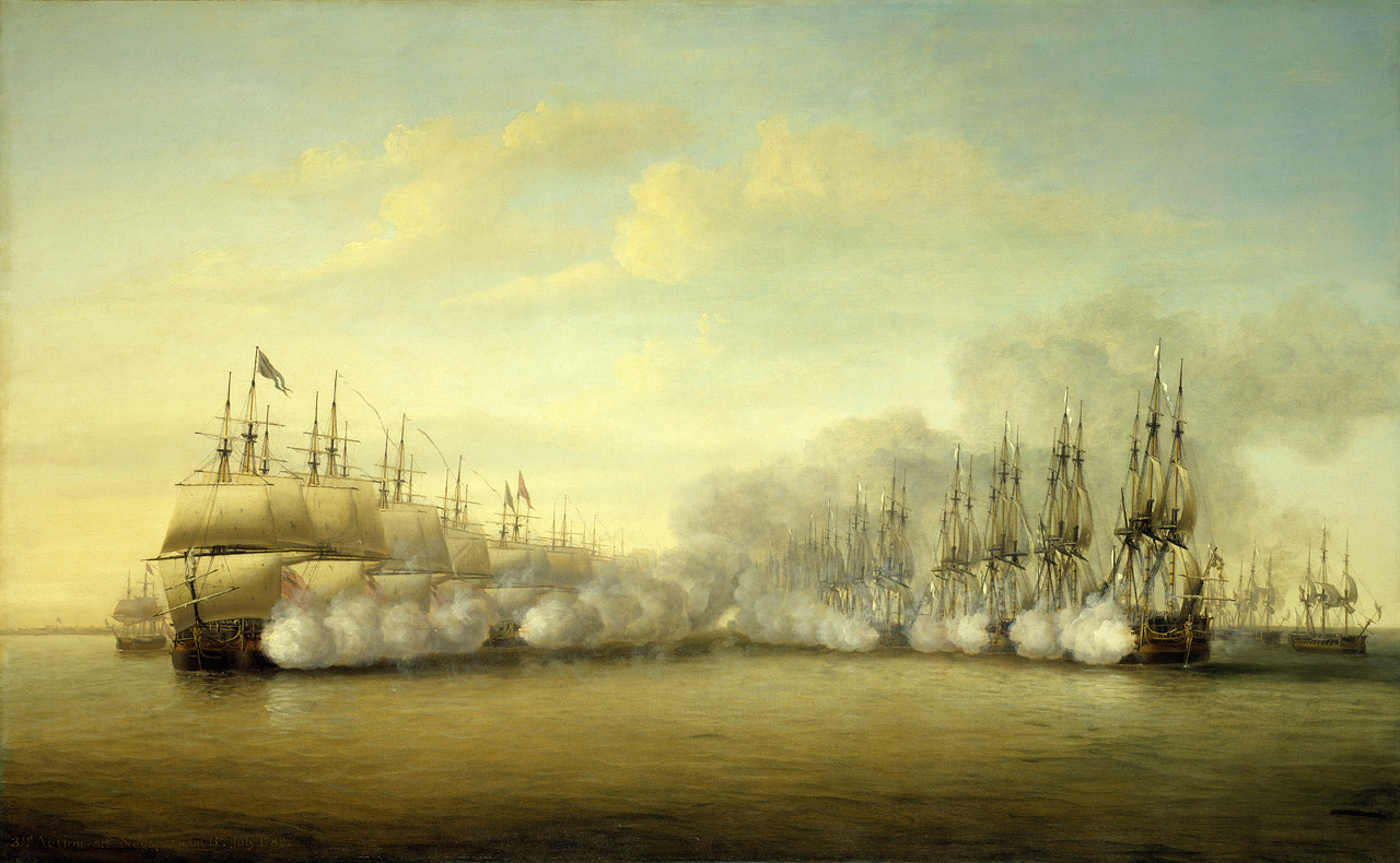 發生於1782年（美國獨立戰爭期間）的一場英國與法國的“戰列線”海戰