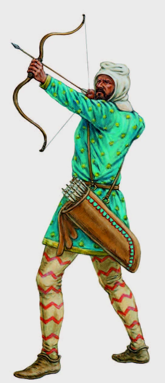 波斯军队中的斯基泰歩弓手，他完全没有盔甲防护自己
