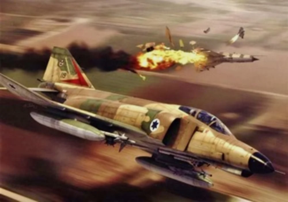 表现以色列空军F-4击落米格-21的绘画
