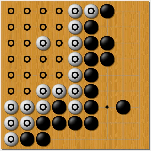 数出O有38个，这就是白棋最终的地。
81-38=43可知黑棋的地。
