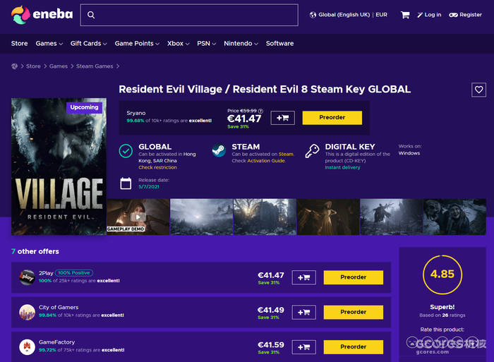 Steam后国区时代,如何买到便宜靠谱的新游戏:以《生化危机8》为例 太长不看版:
正文:
一、杉果游戏
二、GreenManGaming
三、Humble Bundle
四、Gamebillet
五、Fanatical
六、DLGAMER
结语