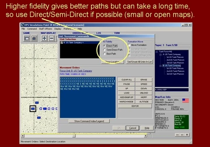 高逼真度（AI Fidelity）会带来更佳的路径选择，但会花费更长的时间，因此建议在小型或者开阔的地图上，选择直接路径（Direct Path）或半直接路径（Semi-Direct Path）。