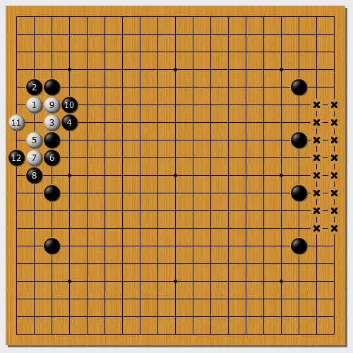 黑棋也适当散开围空效率大增
白棋以身试法