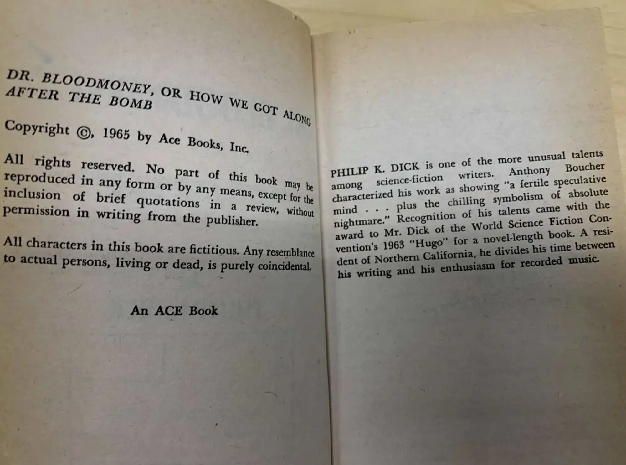 版权页，Ace很懒，甚至没有注明是1976年重印