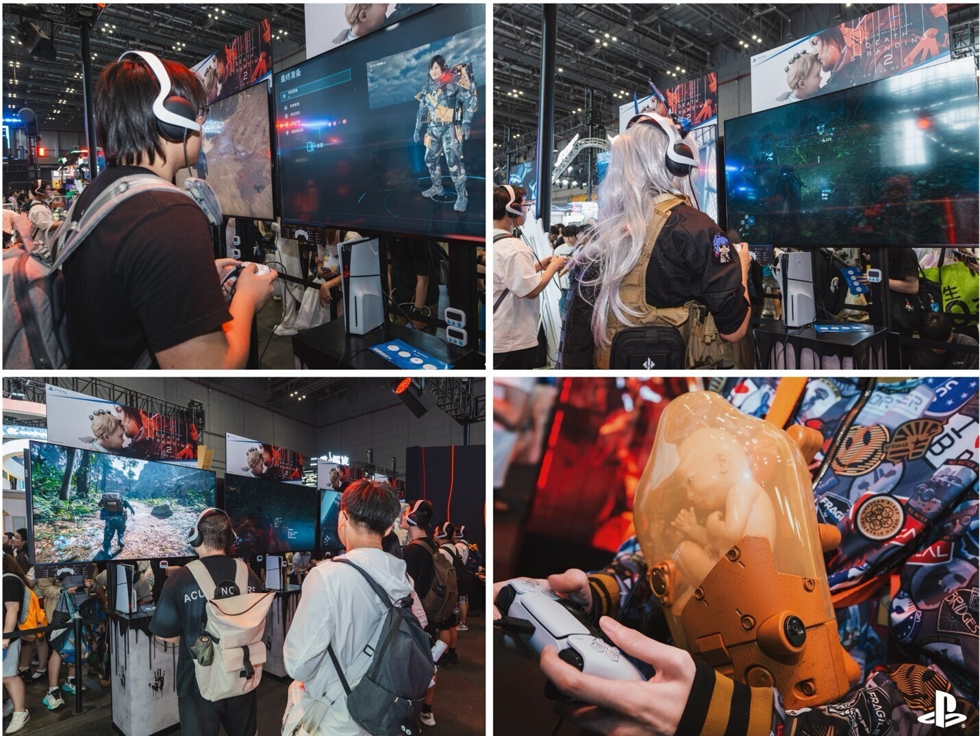 玩家在PlayStation展台试玩《死亡搁浅2：冥滩之上》