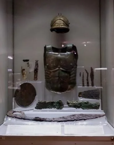 在罗马国家博物馆里展出的古罗马时期士兵装备