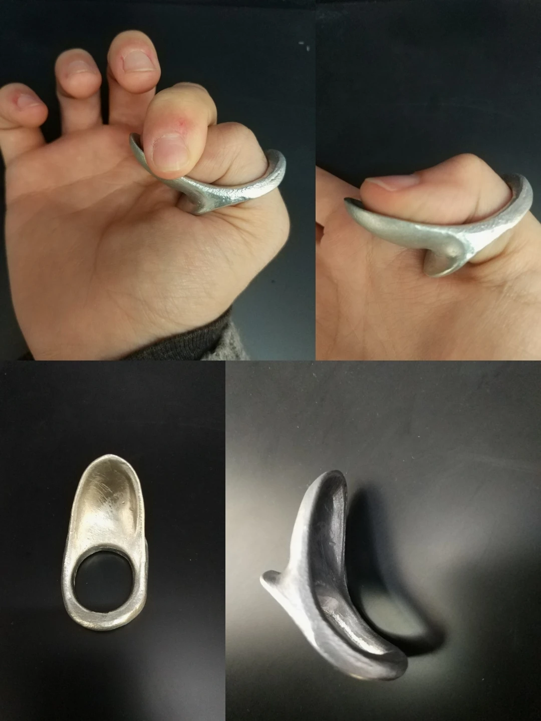 扳指在发展的过程中有很多设计，比如这个单独加弦槽的。