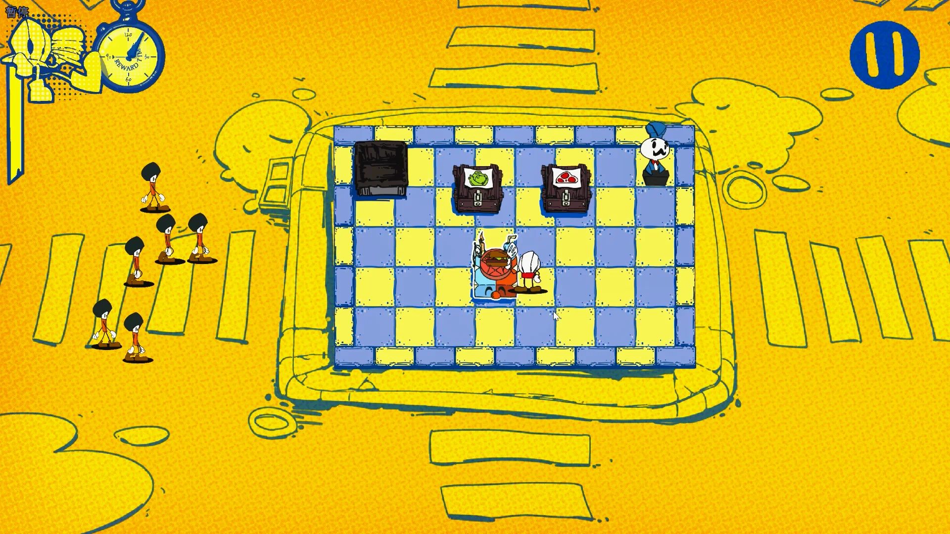 一段時間后，工作臺上就會出現做好的漢堡