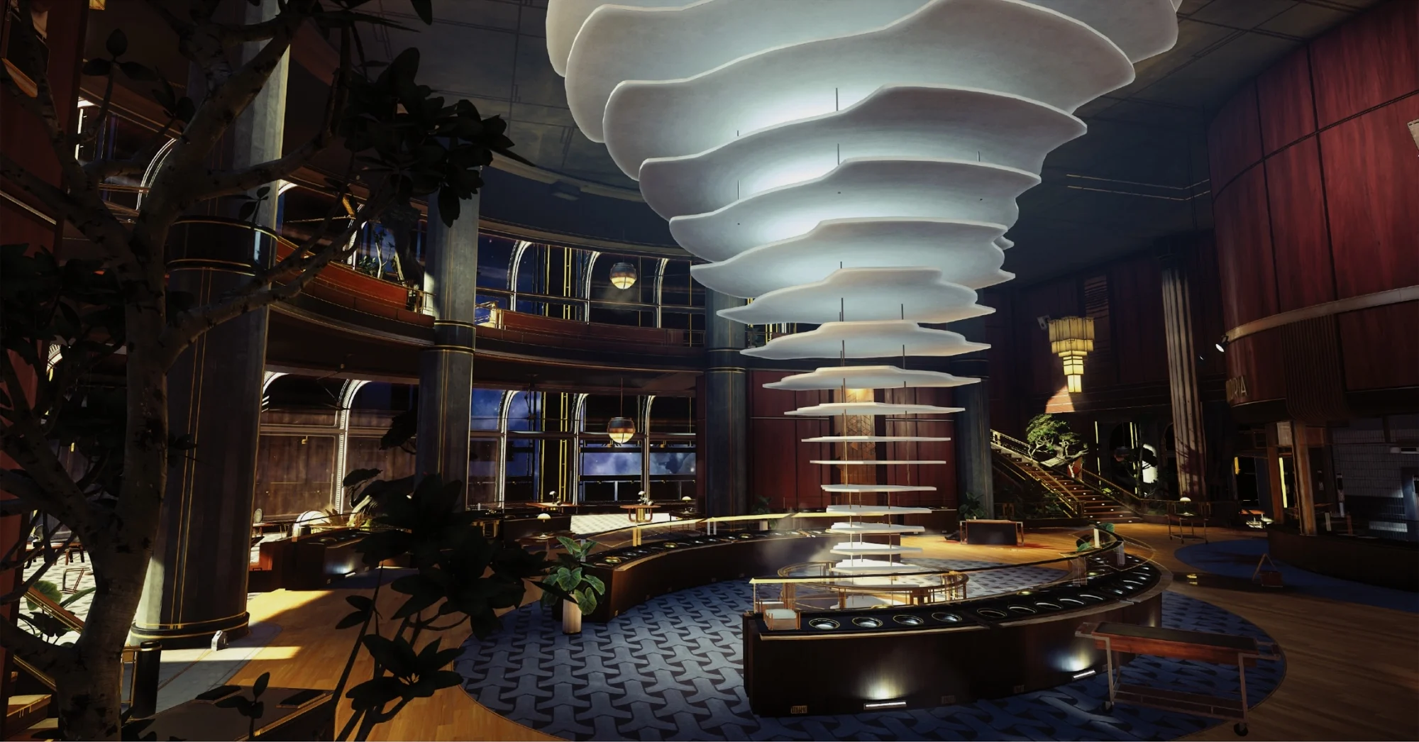 塔洛斯一号时代修建的餐厅中充满现代感的灯饰