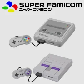 超级任天堂 上面是日版 表面四个四色按键 下面的美版只有灰紫双色