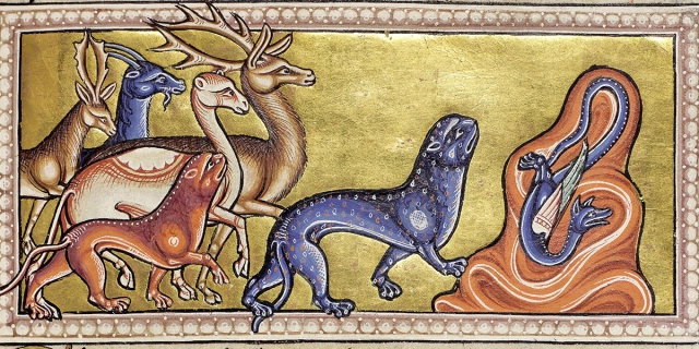 十二世紀的亞伯丁動物寓言故事集（Aberdeen Bestiary）中所繪的豹子