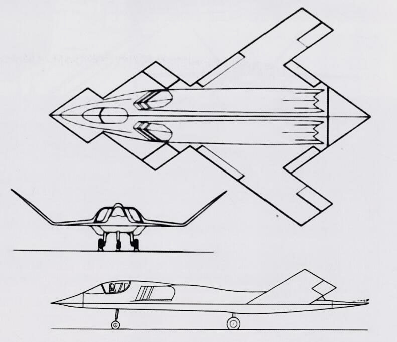 DP22-221方案的俯仰控制由机体尾部的海狸尾式控制面负责，而方向稳定性则是通过主翼面外侧的上反部分负责。
