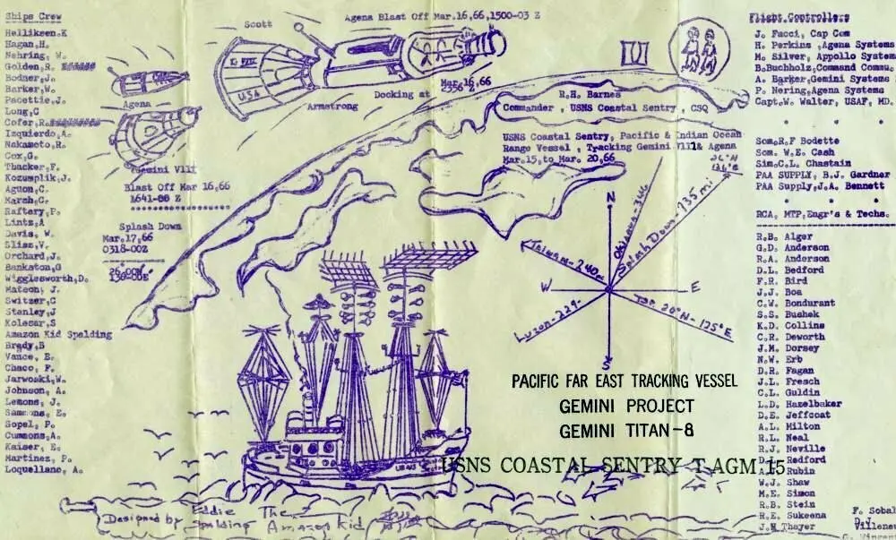 T-AGM-15 纪念 1966 年 3 月 16 日和 17 日在太平洋和印度洋跟踪双子座8号任务