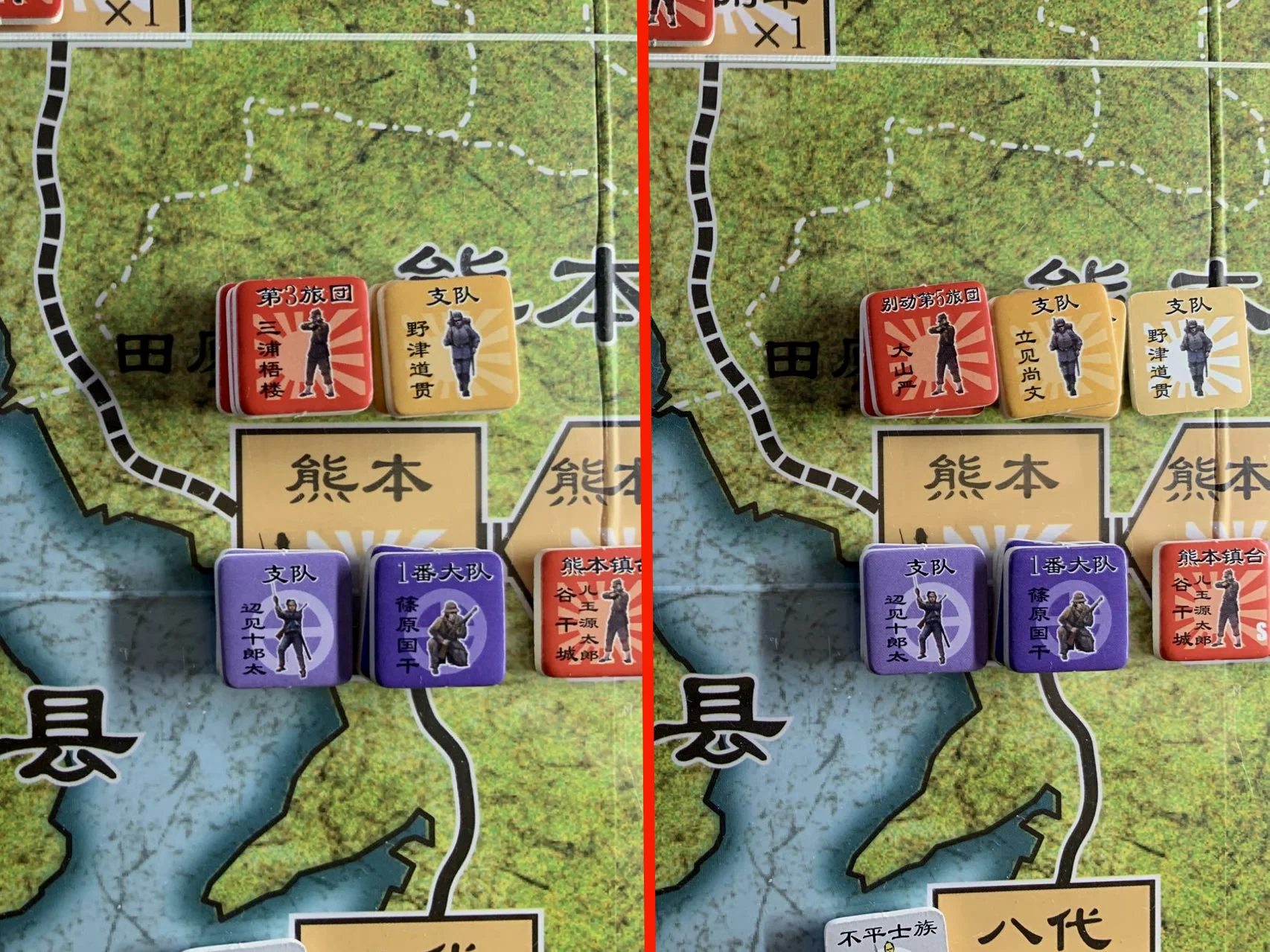 守方开火前（左）与开火后（右）对比