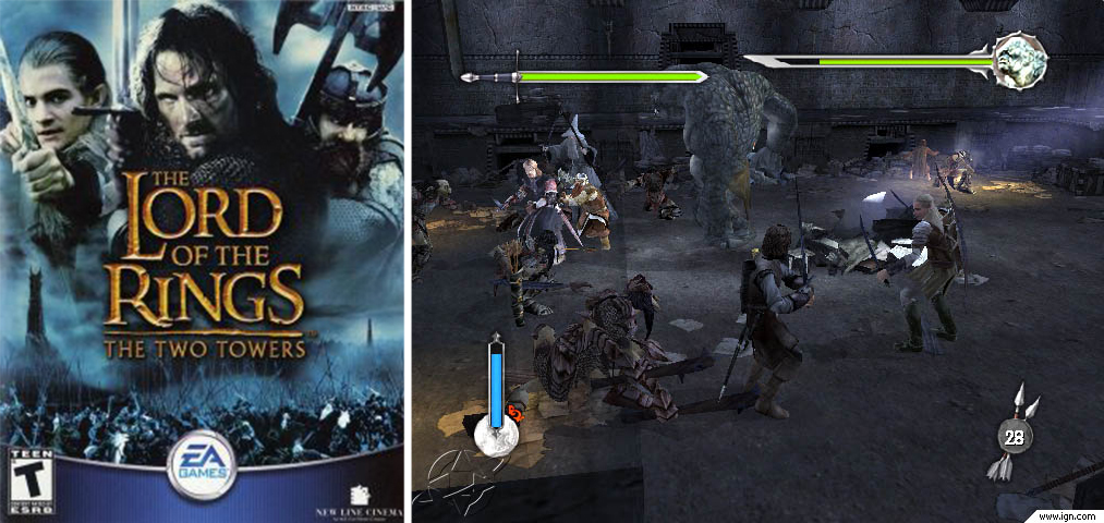2002年，EA 推出的《指環王：雙塔奇兵》動作砍殺遊戲/圖：Wikipedia、IGN