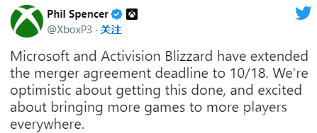 微软及动视暴雪延期合并协议,最终期限改为10月18日 微软及动视暴雪延期合并协议,最终期限改为10月18日
