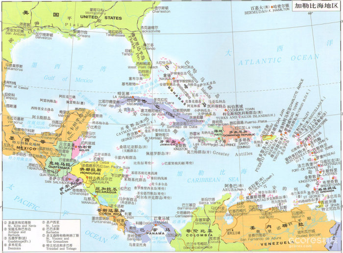 加勒比海地图