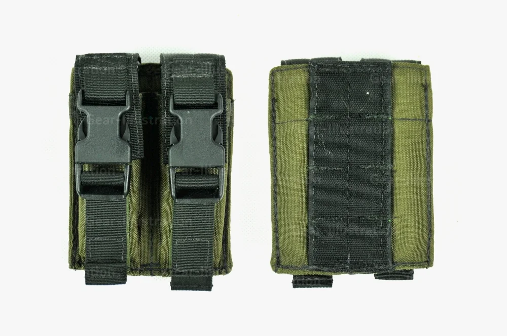 Upper挂载面附包侧结构（横向双联手枪弹匣包）。Upper挂载面较小，适配小型杂物包、霰弹包和手枪弹匣包等小型附包