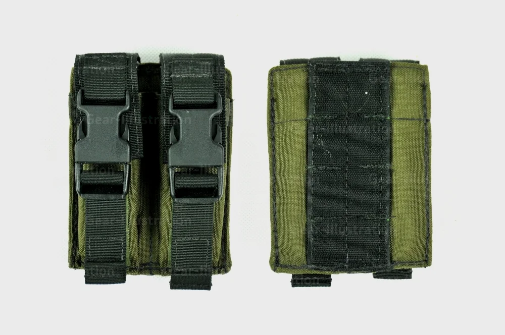 Upper挂载面附包侧结构（横向双联手枪弹匣包）。Upper挂载面较小，适配小型杂物包、霰弹包和手枪弹匣包等小型附包
