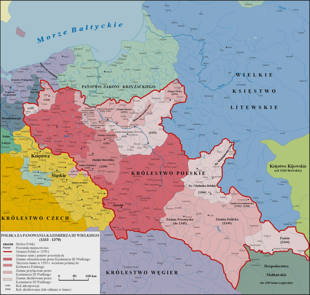 卡齐米日大帝时期的波兰疆域