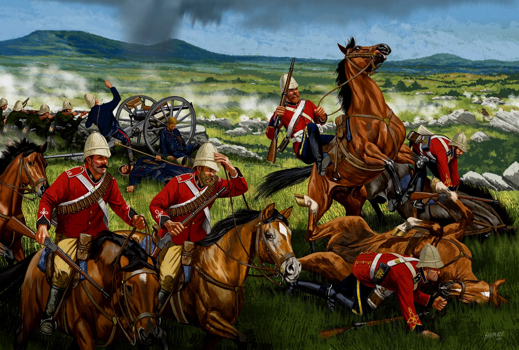 因戈戈之战中，英军骑兵军官布朗洛少校试图让骑兵部队从友军侧面冲锋，避免友军被布尔人包围。然而在骑兵于开阔地上部署队形的时候遭到了布尔火枪的准确射击，在开始冲锋前骑兵就几乎全军覆没
