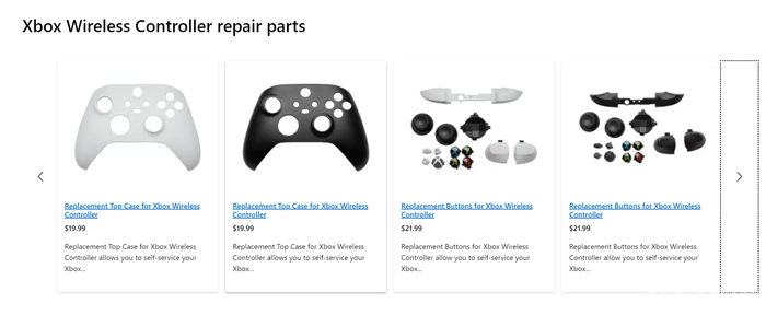 Xbox在北美地区上架普通和精英二代Xbox手柄的维修替换件 Xbox在北美地区上架普通和精英二代Xbox手柄的维修替换件