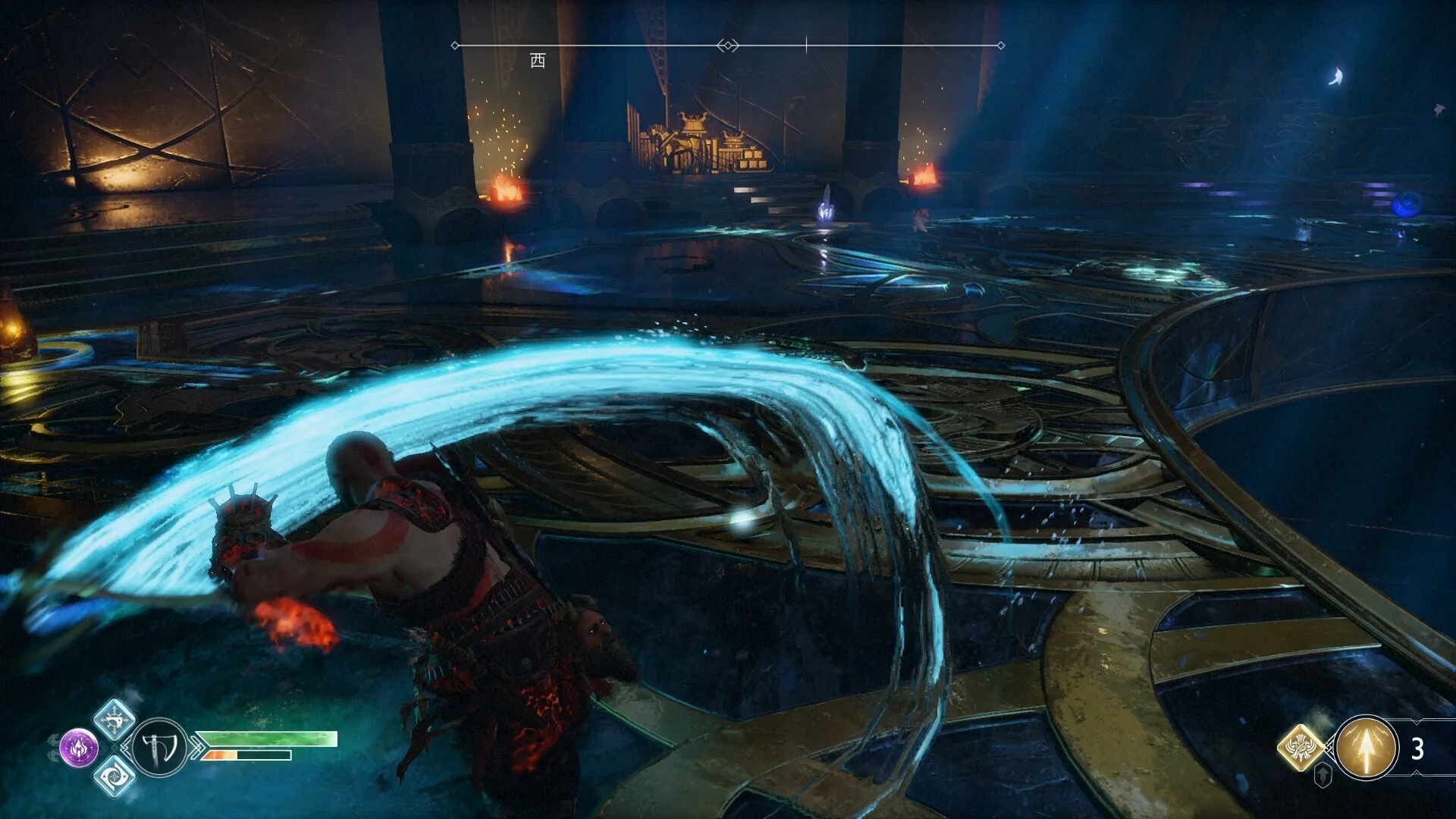 第一下挥斧的侧头，有明显的试探意味