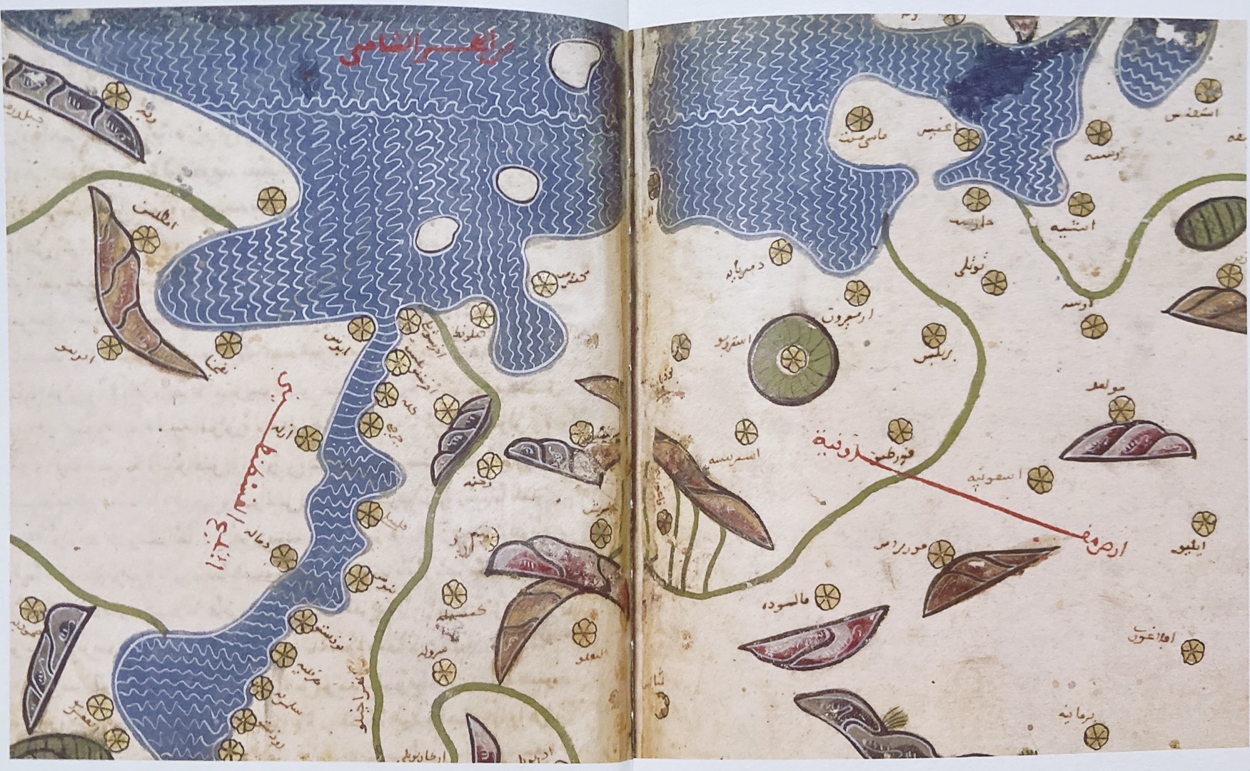 比如这张穆罕默德·伊德里希《意图探索世界者的参考书》（约1300年）的地图就是以上为南绘制的