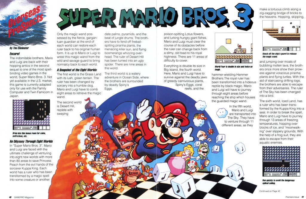 1989-05，《GamePro》雜誌第41頁，《超級馬里奧兄弟3》的預覽頁。