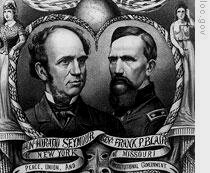 1868年的总统大选，竞选者分别是代表共和党的尤利塞斯.格兰特将军和代表民主党的前纽约州州长霍雷.肖西摩（Horatio Seymour）。有趣的是两人对选举都不怎么上心，甚至时常不闻不问，所有的选战都是党内相关人士负责的。