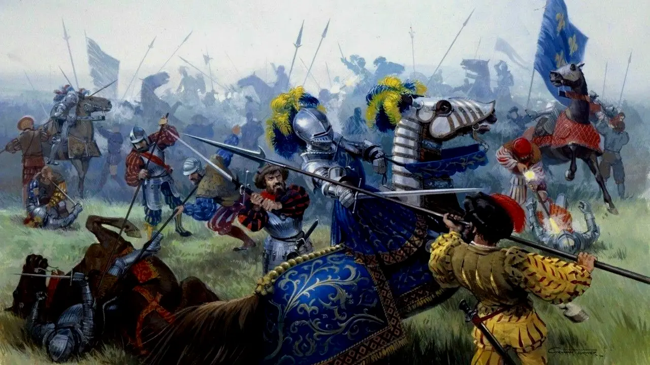 帕维亚之战中坠马的法王弗朗索瓦，这次战斗中包括特拉莫瓦尔、洛林的弗朗索瓦等将领均死于火枪射击